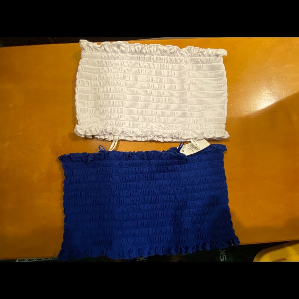 2 stretch bandeaus in blue and white